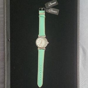 Premier Designs Jewelry "Quick Change" Mint Green/Brown Reversible Watch